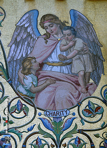 慈善(charity),斯坦福大学教堂的壁画,美国加州斯坦福市。