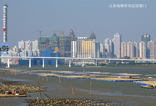 从珠海横琴岛远眺澳门。