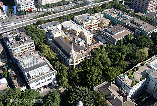 航拍广州:沙面的西式风格老建筑。