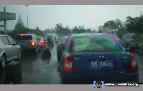 海口，粤海铁路南港，滞留的大量车辆……